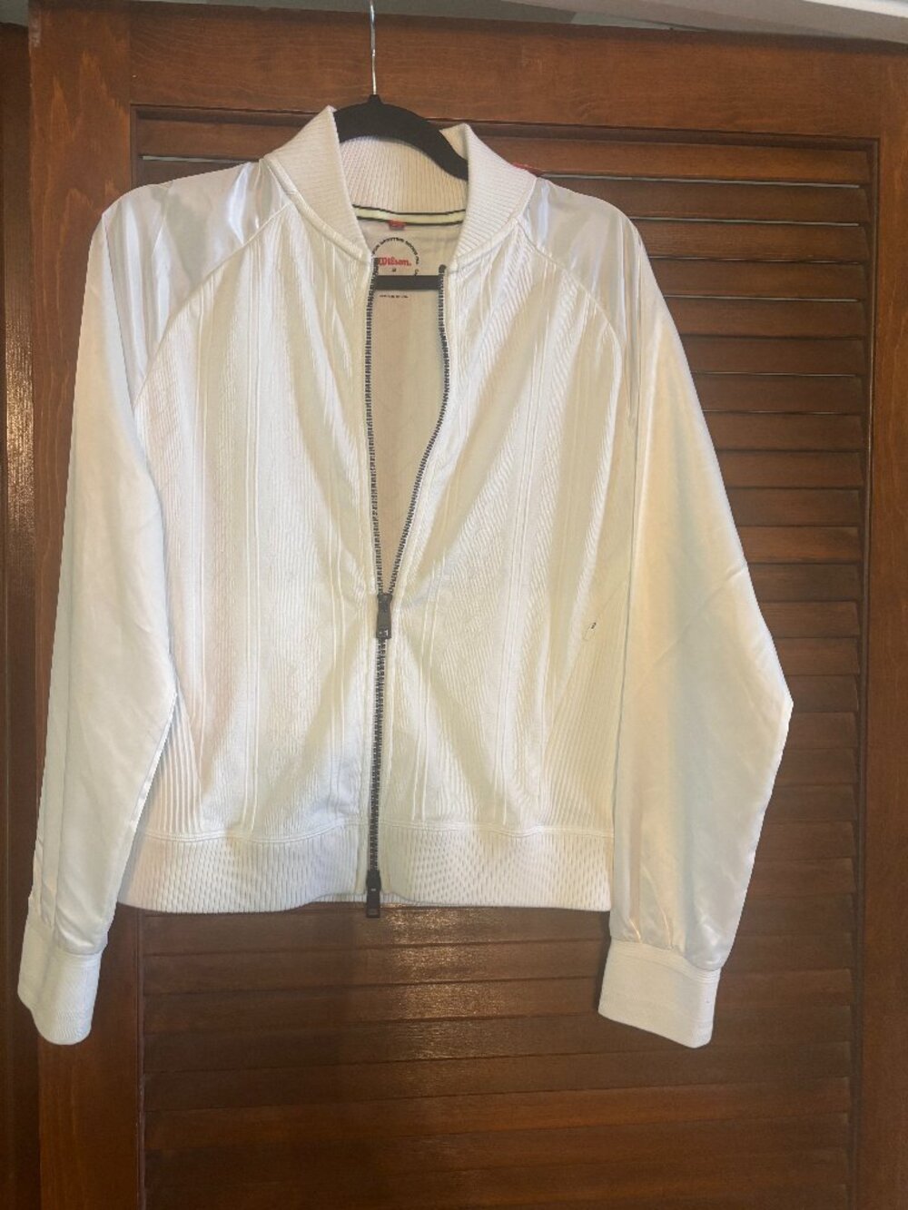 Wilson White Cable Knit Bomber Tennis Jacket Women’s Small